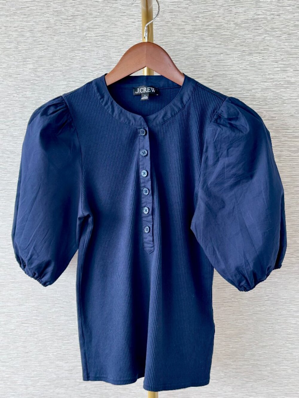 J.Crew Rib Puff-sleeve Shirt - Size S